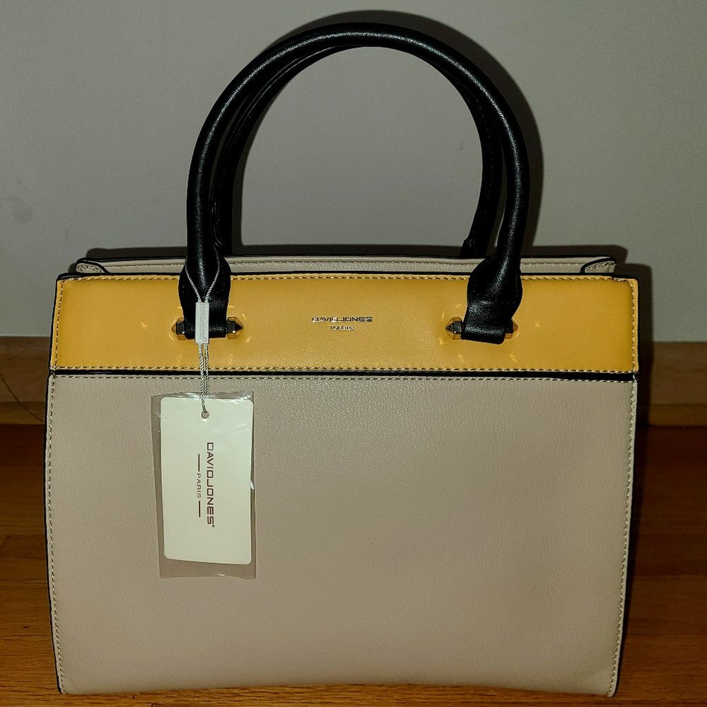 Beige & Yellow David Jones Tote Handbag
